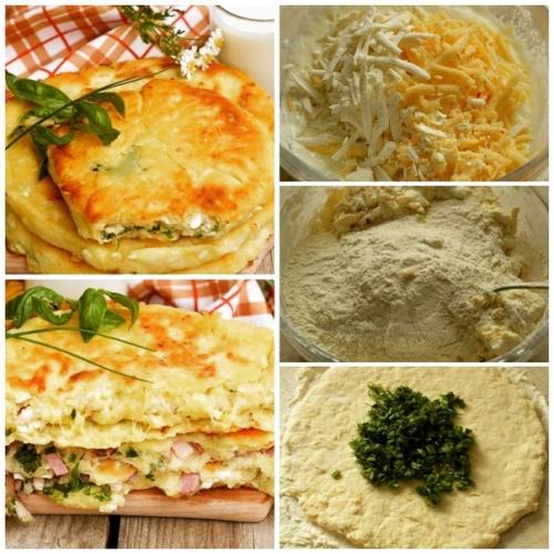 Сырные лепешки с разными начинками.