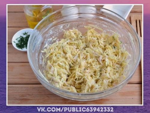 Вкуснятина!  Дранички с ветчиной, сыром и зеленью. 04