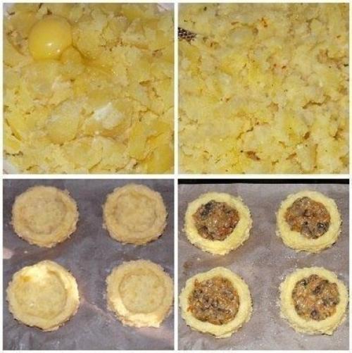 Картофельные гнезда с грибами. 02
