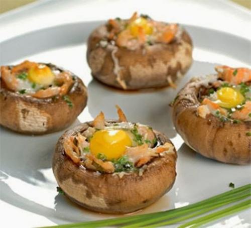 Грибы с креветками.