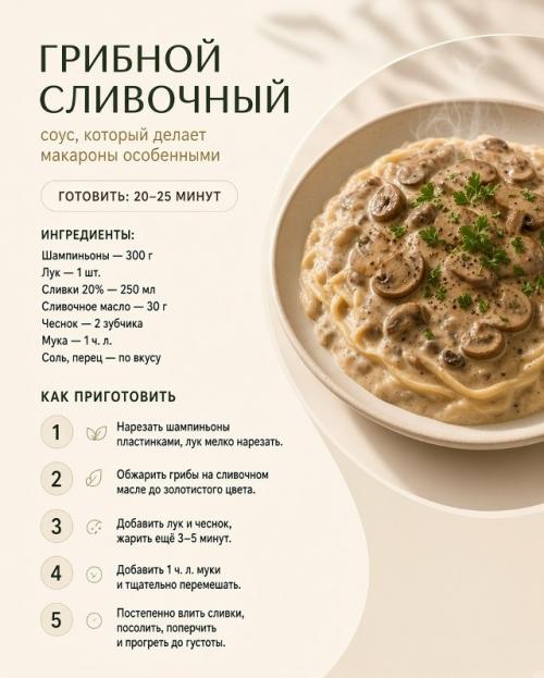 Даже обычный гарнир - будь то картофельное пюре, гречка, рис или макароны - заиграет по-новому, если добавить к нему удачный соус. 02