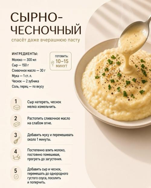 Даже обычный гарнир - будь то картофельное пюре, гречка, рис или макароны - заиграет по-новому, если добавить к нему удачный соус. 04