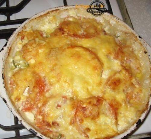 Тушеное мясо под сыром.