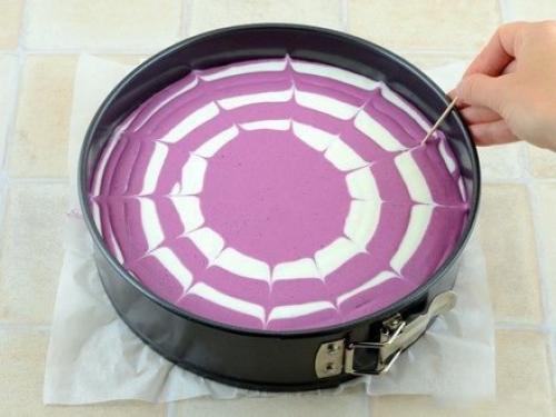 Двухцветный творожный торт (без выпечки). 08