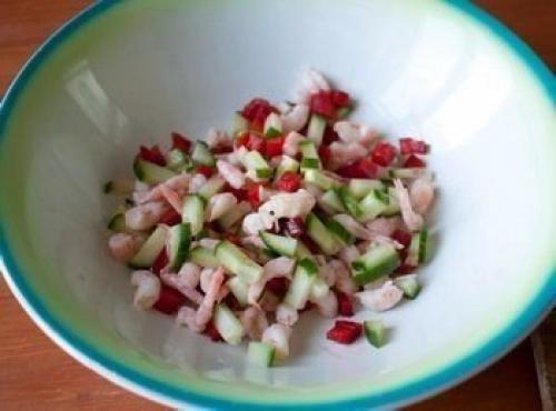 Креветочный салат в ракушках. 03