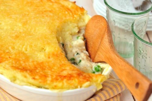 Картофельная запеканка со скумбрией.