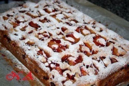 Пирог сливово - персиковый. 08