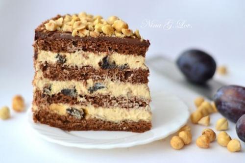Шоколадный торт с Пьяным черносливом и карамельно - сливочным кремом. 02 Шоколадный торт с Пьяным черносливом и карамельно - сливочным кремом. 02