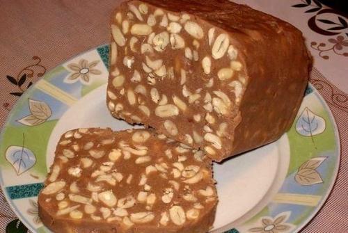 Щербет? 

Ингредиенты: 

- 500 г жареного арахиса, - 1 пачка сухой детской смеси 