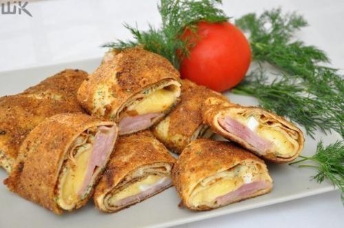 Блинчики с начинкой в ПАНИРОВКЕ.