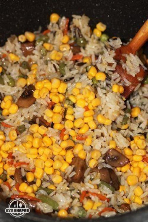 Вкусный рис с овощами и грибами невероятно. 08