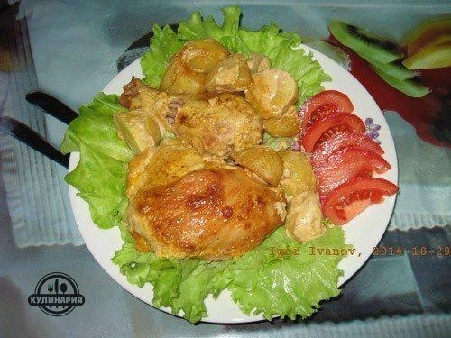 Вкусная курочка в маринаде вместе с картошкой. 04