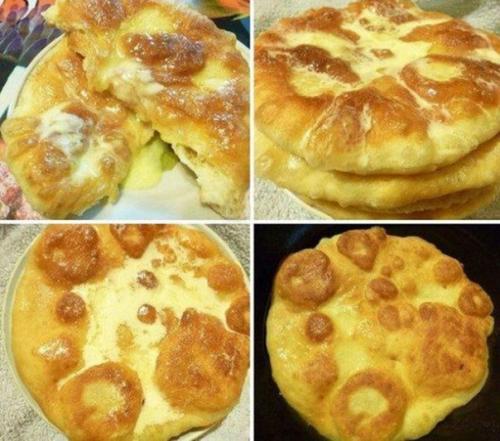 Пышки со сметаной и сахаром.