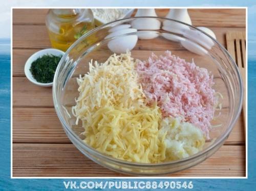 Объедение!  Дранички с ветчиной, сыром и зеленью. 02