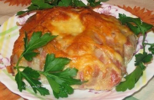 Грибная картошечка в мясном мешочке.