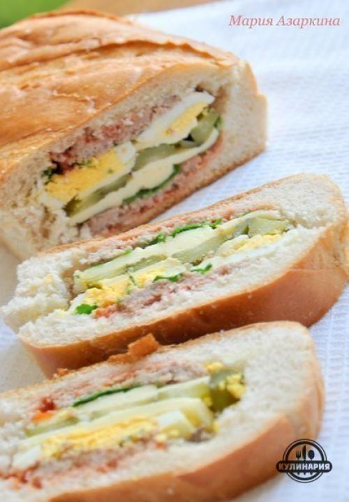 Фаршированный батон.  Ингредиенты: 05