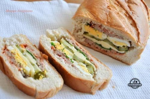Фаршированный батон.  Ингредиенты: