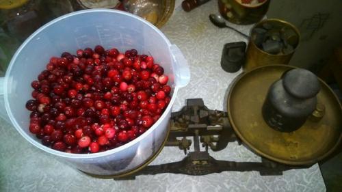 Клюквенная наливка.  Активное время готовки 15 мин + время на настаивание. 02