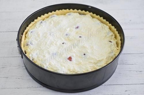 Открытый пирог Киш Лорен с курицей и грибами. 07