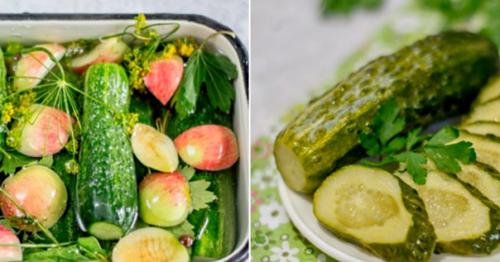 Маринованные огурцы с яблоками.