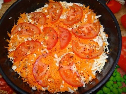 Заливной пирог с капустой и фаршем. 01