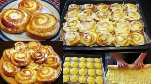 Булочки - завитушки с творогом со сметанной заливкой. 01