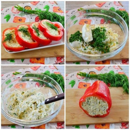 Красивая закуска из перцев и сыра.