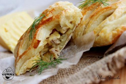 Слойки с курицей и сыром. 08