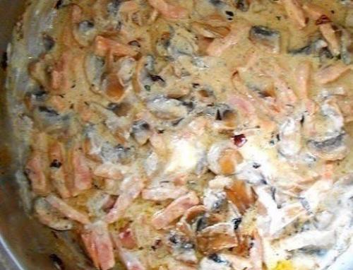 Паста с грибами и ветчиной. 05