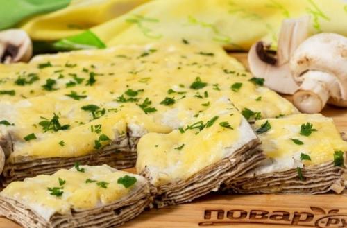 Торт из лаваша с грибами.