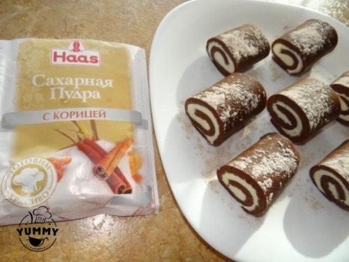 Шоколадные пирожные - рулетики. 08