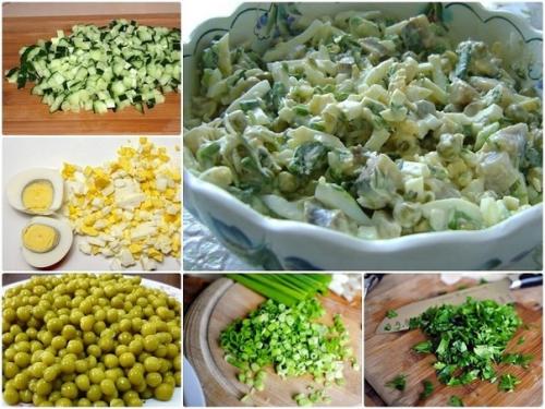 Салат Весенний.  Имея даже несколько недорогих ингредиентов, можно сделать очень вкусный и легкий в приготовлении салат.