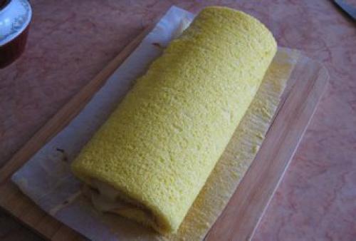 Лимонный рулет из бисквитного теста. 07