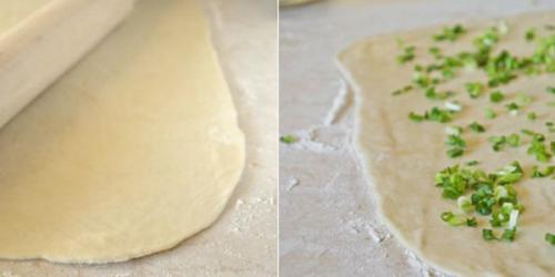 Пучок зеленого лука, мука и вода - простейшие продукты. 03