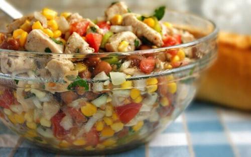 Салат с фасолью, кукурузой, курицей. 05 Салат с фасолью, кукурузой, курицей. 05