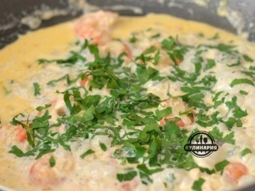 Паста с креветками в чесночно - сливочном соусе. 05