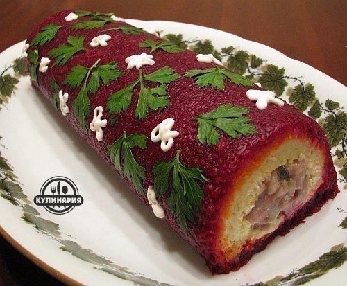 Селедка под шубой рулетом.