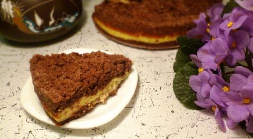 Творожный пирог с какао.