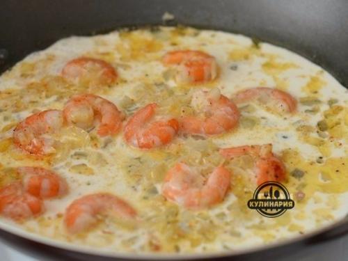 Паста с креветками в чесночно - сливочном соусе. 04