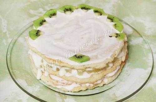 Сметанный торт с фруктами. 07