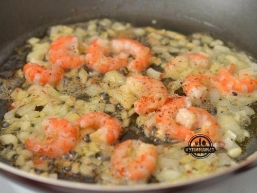 Паста с креветками в чесночно - сливочном соусе. 03