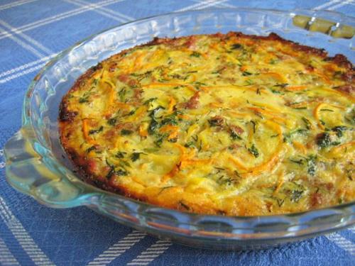 Сфунгато.  Запеканка из мясного фарша, кабачков и яиц.