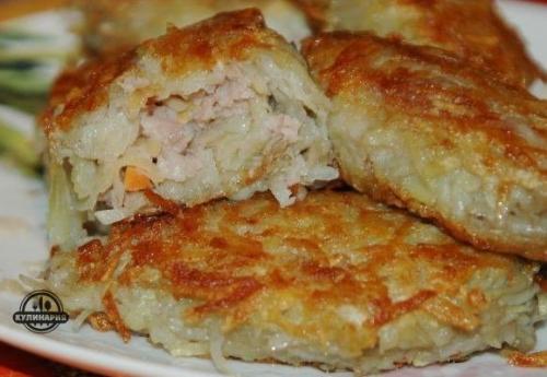 Картофельные зразы с мясным фаршем.

