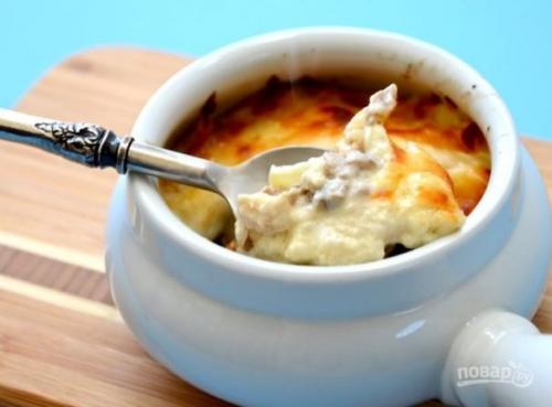 Простой жульен с грибами (классический).