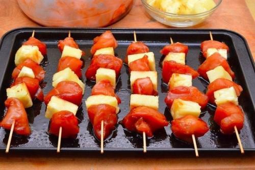 Шашлык из курицы с ананасом. 04