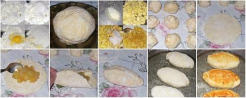 Пирожки, жареные на сковородке из творожного теста с яблоками. 01 Пирожки, жареные на сковородке из творожного теста с яблоками. 01