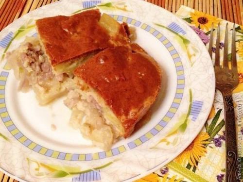 Мясной пирог за 15 минут.