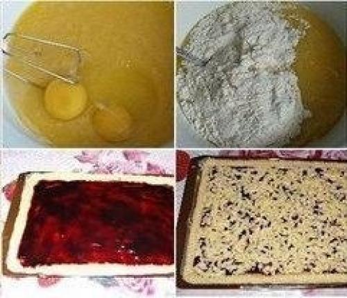 Домашний пирог Тертый из песочного теста, с черносмородиновым вареньем. 03