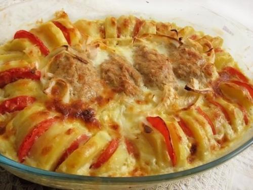 Запеченные куриные котлетки с гарниром Полосатый Рейс. 08