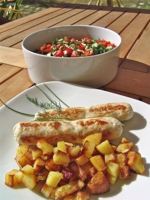 Нежные домашние сосиски из куриного Филе.